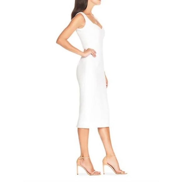 Dress The Population Elle Sheath Cocktail Dress Off White Midi Dress Small - Picture 3 of 4